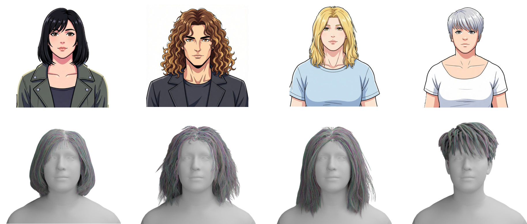 HairGPT anim-to-hair results